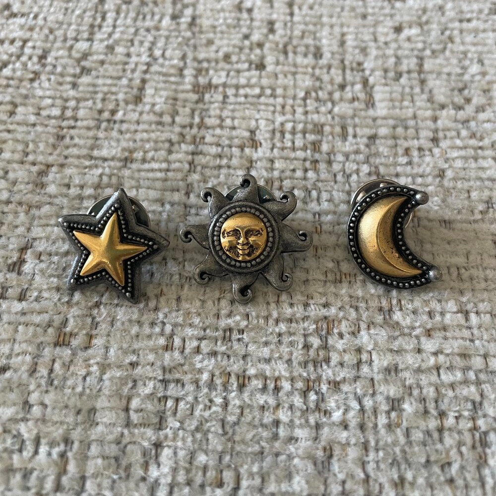 Vintage JJ Jonette (3) Pewter Pin Brooches